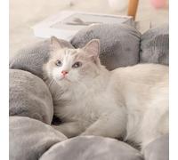 LGYGMD Cat Warm Cosy Donut Soft Pet Cushion for Indoor Cats and Small Dogs Better Sleeping,Fluffy Kitten Bed Washable,Anti-Slip Bottom-Grey (Size : M)