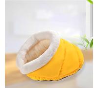 LGYGMD Cat Warm Sleeping Bag Small Cave Bed,Puppy Kitten Pet Indoor Snooze Sleep Soft Calming Bed Tent House (Color Yellow, Size : 59x36x31cm)