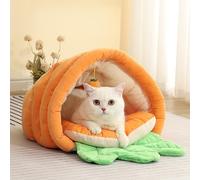 LGYGMD Creative Carrot Shape Cat Nest Soft Cozy Dogs Cats Self-Warming Winter House Bed Mat Pet Supplies for Puppy Kitten