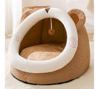 LGYGMD Cute Indoor Lovely Crystal Velvet Cat Warm Cave Sleeping Nest Bed for Puppy and Kitten (Color Brown, Size : L)