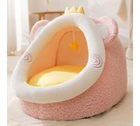 LGYGMD Cute Indoor Lovely Crystal Velvet Cat Warm Cave Sleeping Nest Bed for Puppy and Kitten (Color Pink, Size : L)