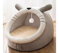 LGYGMD Cute Indoor Lovely Crystal Velvet Cat Warm Cave Sleeping Nest Bed for Puppy and Kitten (Color Gray, Size : S)