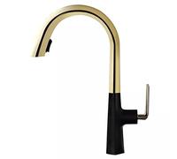 LGYGMD Degree Swivel High ARC Sink Faucet Hidden out Spray Head Single Handle Brass Kitchen Mixer Tap with Dual Function Pull Down Sprayer,Black