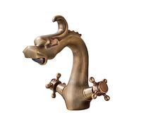 LGYGMD Dragon Basin Faucet Bathroom Vessel Sink Mixer Tap Deck Mounted Dual Crystal Handle Hot Cold Water Mixers