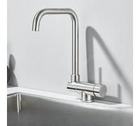 LGYGMD Faucet ° Swivel Tap Hot and Cold Water Mixer Single Lever Folding Faucets Deck Installation Kitchen Crane,Brushed Nickel A,Include:1*Faucet