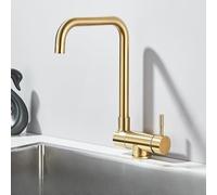 LGYGMD Faucet ° Swivel Tap Hot and Cold Water Mixer Single Lever Folding Faucets Deck Installation Kitchen Crane,Brushed Gold A,Include:1*Faucet