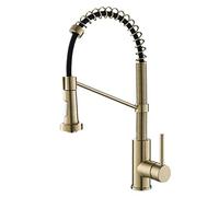 LGYGMD Faucet with Down 2-Function Pull out Sprayer Spring Sink Commercial Stainless Steel ° Swivel Single Handle Kitchen Mixer Tap,Gold