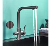 LGYGMD Filter Faucet Chrome Drinking Pure Kitchen Tap Deck Mounted Dual Handles 3-Ways Hot and Cold Water Mixer, Gray,Include:1*Faucet