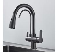LGYGMD Filtered Crane for Pull out Spray Rotation Water Filter Tap Three Ways Sink Mixer Kitchen Faucet,TPYE A,Matte Black