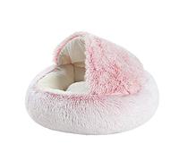 LGYGMD Fluffy Dog Soft, Warm, Cuddly Cave Sleeping Bag Round Hooded Cat Bed Tent Igloo 35CM - Pink