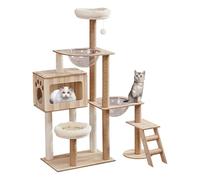 LGYGMD for Indoor Cats Tree Wood Tower Large Space Capsule Condo with Sisal Scratching Post and Funny Toy Cat Furniture Activity Center 55.5 Inch,B