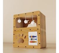 LGYGMD House, Scratcher Board Cave with Hanging Toy,Large Space Cardboard Bed Condo,Suitable for Cats to Rest&Scratching Cat Scratch Pad,B