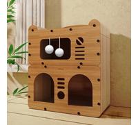 LGYGMD House, Scratcher Board Cave with Hanging Toy,Large Space Cardboard Bed Condo,Suitable for Cats to Rest&Scratching Cat Scratch Pad,C