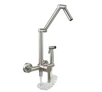 LGYGMD Pot Filler Folding Faucet Sprayer, Wall Mount Brass Sink Single Handle Retractable Kitchen Mixer Tap with Three Swing Arm,Black