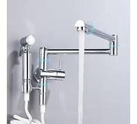 LGYGMD Pot Filler Wall Mount Cold Side Sprayer, Brass Single Handle Folding Kitchen Sink Faucet with Double Joint Swing Arm,Black