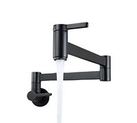 LGYGMD Pot Filler Wall Mounted Cold Brass Foldable Sink Faucet Two Handle Single Hole Kitchen Tap with Double Joint Swing Arm,Gold