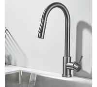 LGYGMD Pull out Faucets ° Rotation Single Lever Mixer Kitchen Sink Cold Hot Water Tap, Grey,Include:1*Faucet