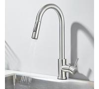 LGYGMD Pull out Faucets ° Rotation Single Lever Mixer Tap Kitchen Sink Cold Hot Water Tap,Brushed Nickel,Include:1*Faucet