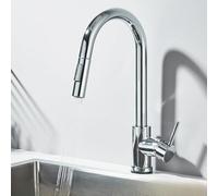 LGYGMD Pull out Faucets ° Rotation Single Lever Mixer Tap Kitchen Sink Cold Hot Water Tap,Chrome,Include:1*Faucet