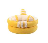 LGYGMD Round Cat Beds for Indoor Cats, Warm Ultra Soft, Machine Washable, Removable Comfy Cushion, Calming Pet Bed, Assorted Colors (Color Yellow, Size : 44x13cm)