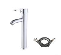 LGYGMD Single Handle Bathroom Basin Mixer Tap, Stainless Steel Sink Faucet with Hot Cold Water Supply Hoses