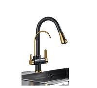 LGYGMD Sink Pure Faucet Pull out Spout Deck Mount Hot Cold Mixer Taps Purification Kitchen Crane,Black Gold,Include:1*Faucet