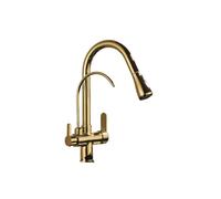 LGYGMD Sink Pure Faucet Pull out Spout Deck Mount Hot Cold Mixer Taps Purification Kitchen Crane,Gold,Include:1*Faucet