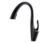 LGYGMD Sink Solid Brass Hidden Pull-out Faucet with Dual-Function Sprayer, Swivel Single Handle Hot and Cold Water Kitchen Mixer Tap,Black