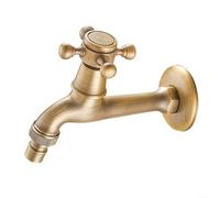 LGYGMD Solid Brass Wall Mounted Single Handle Water Tap, Vintage Faucet for Washing Machine Utility Room G1/2 Connection Gold