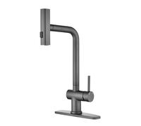 LGYGMD Stainless Steel Mixer Tap with Pull out Spray Swivel Spout Single Handle Hot and Cold Water Faucet for Kitchen Sink 3 Modes Grey