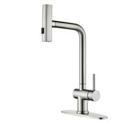 LGYGMD Stainless Steel Mixer Tap with Pull out Spray Swivel Spout Single Handle Hot and Cold Water Faucet for Kitchen Sink 3 Modes Grey