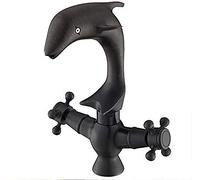LGYGMD Taps Faucet Dolphins Single Hole Basin Hot and Cold Retro Black Copper Bathroom Washbasin American Faucet-Short