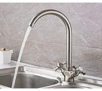 LGYGMD Taps Kitchen Faucet Chrome Plated J Letter Degree Rotation with Water Purification Features Double Handle