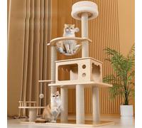 LGYGMD Tower Post for Multiple Large Multi-Level Cats Condo with Scratching Board, Jumping Platform, Sisal Cat Tree
