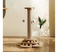 LGYGMD Toy,Cat Scratching Post Cats,Natural Sisal Pad Tree, 4 In1 Wooden Toys for Indoor Cats and Kittens,Turntable Interactive Cat Toys,F