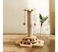 LGYGMD Toy,Cat Scratching Post Cats,Natural Sisal Pad Tree, 4 In1 Wooden Toys for Indoor Cats and Kittens,Turntable Interactive Cat Toys,C