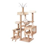 LGYGMD Tree Indoor Cats, Activity Tower Scratching Post Kittens, Furniture with Basket & Hanging for Play Rest, Cat Condo,B