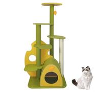 LGYGMD Tree Tower, Cat Condo Activity Center with Cave, Scratching Post, Dangling Toy, Jump Ring and Rest Perches for Kitten, Adult Elderly Cats