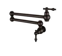 LGYGMD Wall Mount Dual Handle Faucet Swinging Water Spout Rotate Folding para Kitchen Sink Single Cold Mixer Tap,Black Bronze C,Include:1*Faucet