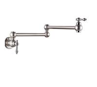 LGYGMD Wall Mount Dual Handle Faucet Swinging Water Spout Rotate Folding para Kitchen Sink Single Cold Mixer Tap,Brushed Nickel C,Include:1*Faucet