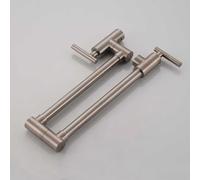 LGYGMD Wall Mount Dual Handle Faucet Swinging Water Spout Rotate Folding para Kitchen Sink Single Cold Mixer Tap,Brushed Nickel B,Include:1*Faucet