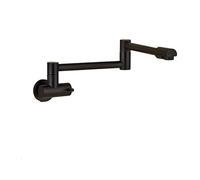 LGYGMD Wall Mount Dual Handle Faucet Swinging Water Spout Rotate Folding para Kitchen Sink Single Cold Mixer Tap,Black Bronze A,Include:1*Faucet