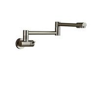 LGYGMD Wall Mount Dual Handle Faucet Swinging Water Spout Rotate Folding para Kitchen Sink Single Cold Mixer Tap,Brushed Nickel A,Include:1*Faucet