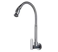 LGYGMD Wall-Mounted Single-Cold Sink Faucet, Rotation Kitchen Tap, All-Copper Single Handle One Hole, Electroplating,A