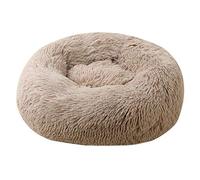 LGYGMD Washable Self-Warming Comfortable Cat Dog Donut Bed Fluffy Calming Puppy Pet Sleeping Bag Round Warm Cuddler Nesting Cave Kennel Super Soft Cushion Mat,Khaki,70cm/27.56”