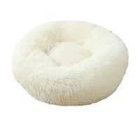 LGYGMD Washable Self-Warming Comfortable Cat Dog Donut Bed Fluffy Calming Puppy Pet Sleeping Bag Round Warm Cuddler Nesting Cave Kennel Super Soft Cushion Mat,White,50cm/19.69”