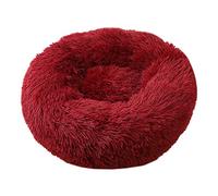 LGYGMD Washable Self-Warming Comfortable Cat Dog Donut Bed Fluffy Calming Puppy Pet Sleeping Bag Round Warm Cuddler Nesting Cave Kennel Super Soft Cushion Mat,Wine Red,80cm/31.5”