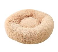 LGYGMD Washable Self-Warming Comfortable Cat Dog Donut Bed Fluffy Calming Puppy Pet Sleeping Bag Round Warm Cuddler Nesting Cave Kennel Super Soft Cushion Mat,Champagne,50cm/19.69”
