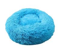 LGYGMD Washable Self-Warming Comfortable Cat Dog Donut Bed Fluffy Calming Puppy Pet Sleeping Bag Round Warm Cuddler Nesting Cave Kennel Super Soft Cushion Mat,Blue,60cm/23.62”