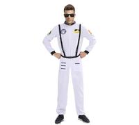 LGZIN Disfraz de Astronauta para Hombre, Traje Astronauta Adulto, Disfraz Astronauta Adulto, Disfraz de Espacio con Correa, Traje de Astronauta Piloto Cosplay para Carnaval Halloween (M)